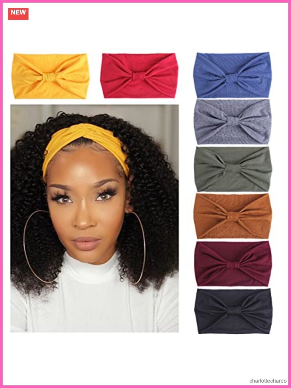 8 Pack Wide Non-Slip Boho Headbands Elastic Turban Headwrap for Yoga Workouts